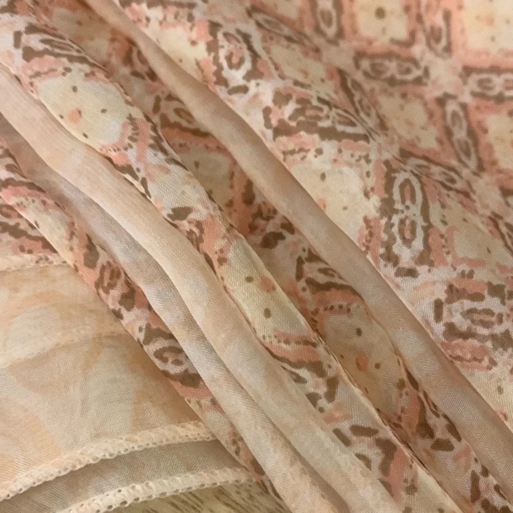 Womens infinity scarf light pink and brown patterned